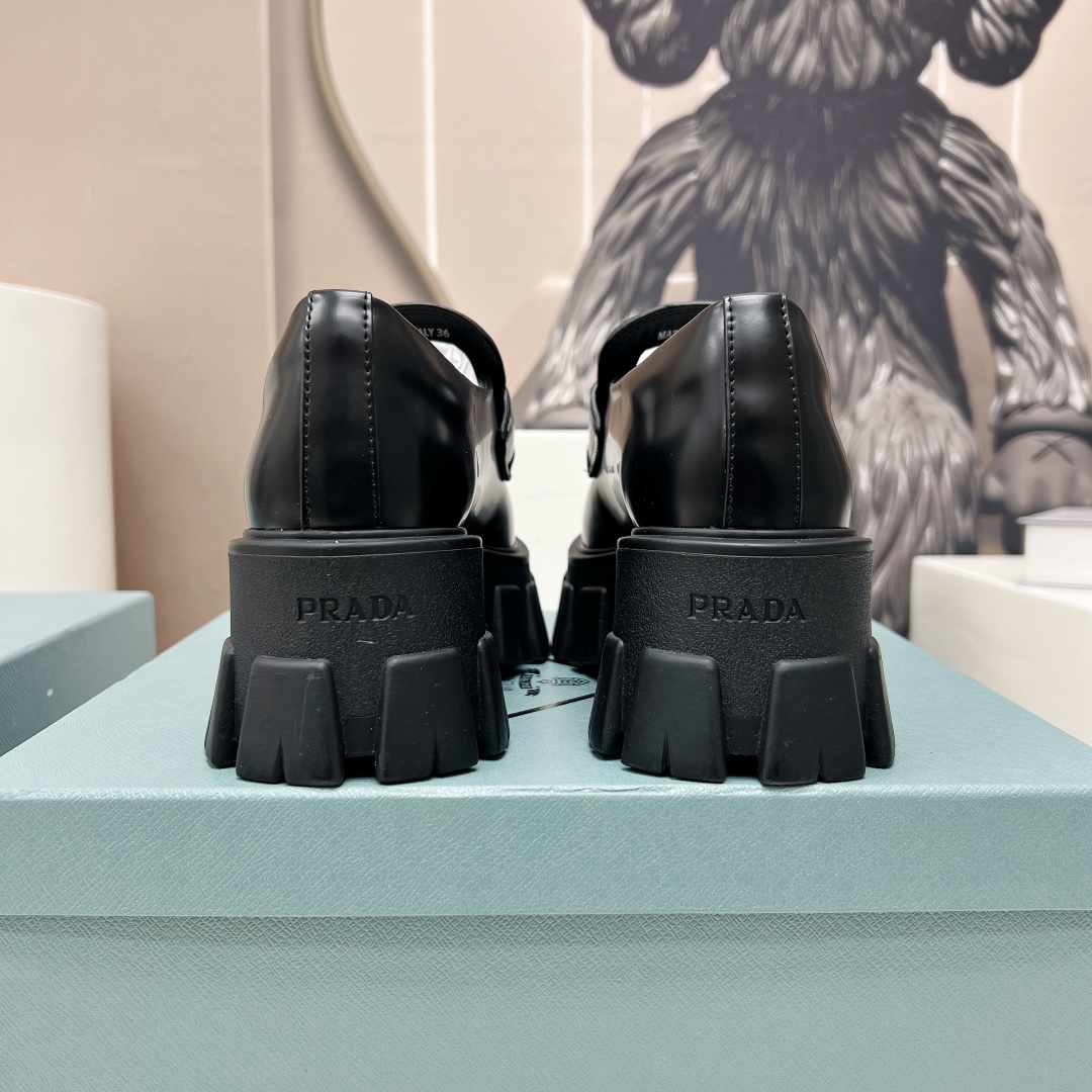 Prada Monolith Ombré Brushed Loafers Black For Women 2.1 in/ 5.5cm 1D649M_3LMH_F0I89_F_B055