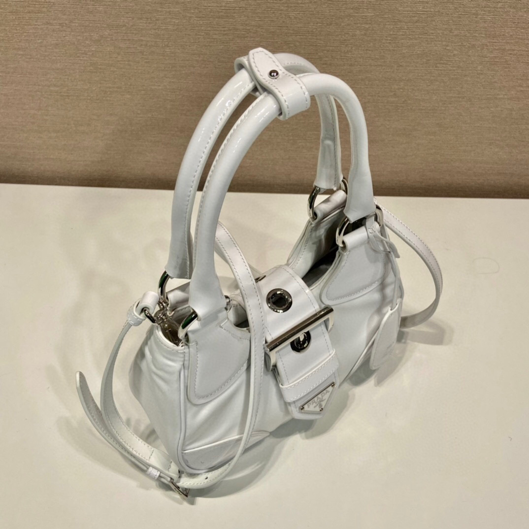 Prada Moon Padded Nappa Bag In White/Yellow/Brown For Women 8.8in / 22.5cm 1BA381_2DYI_F0009_V_OOM