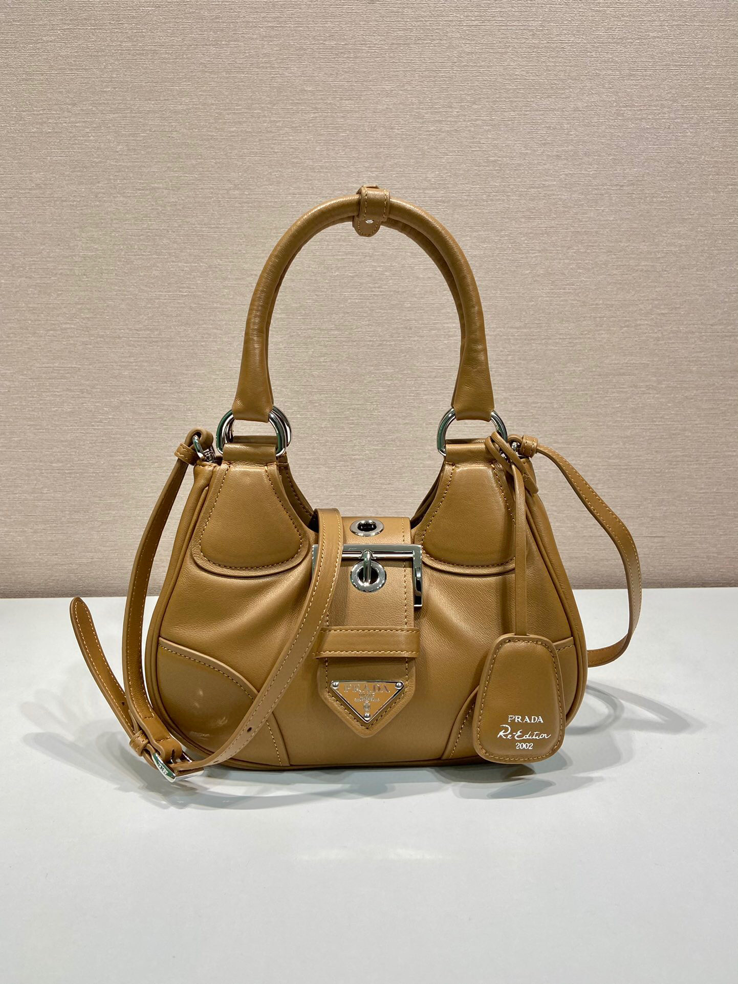 Prada Moon Padded Nappa Bag In White/Yellow/Brown For Women 8.8in / 22.5cm 1BA381_2DYI_F0009_V_OOM