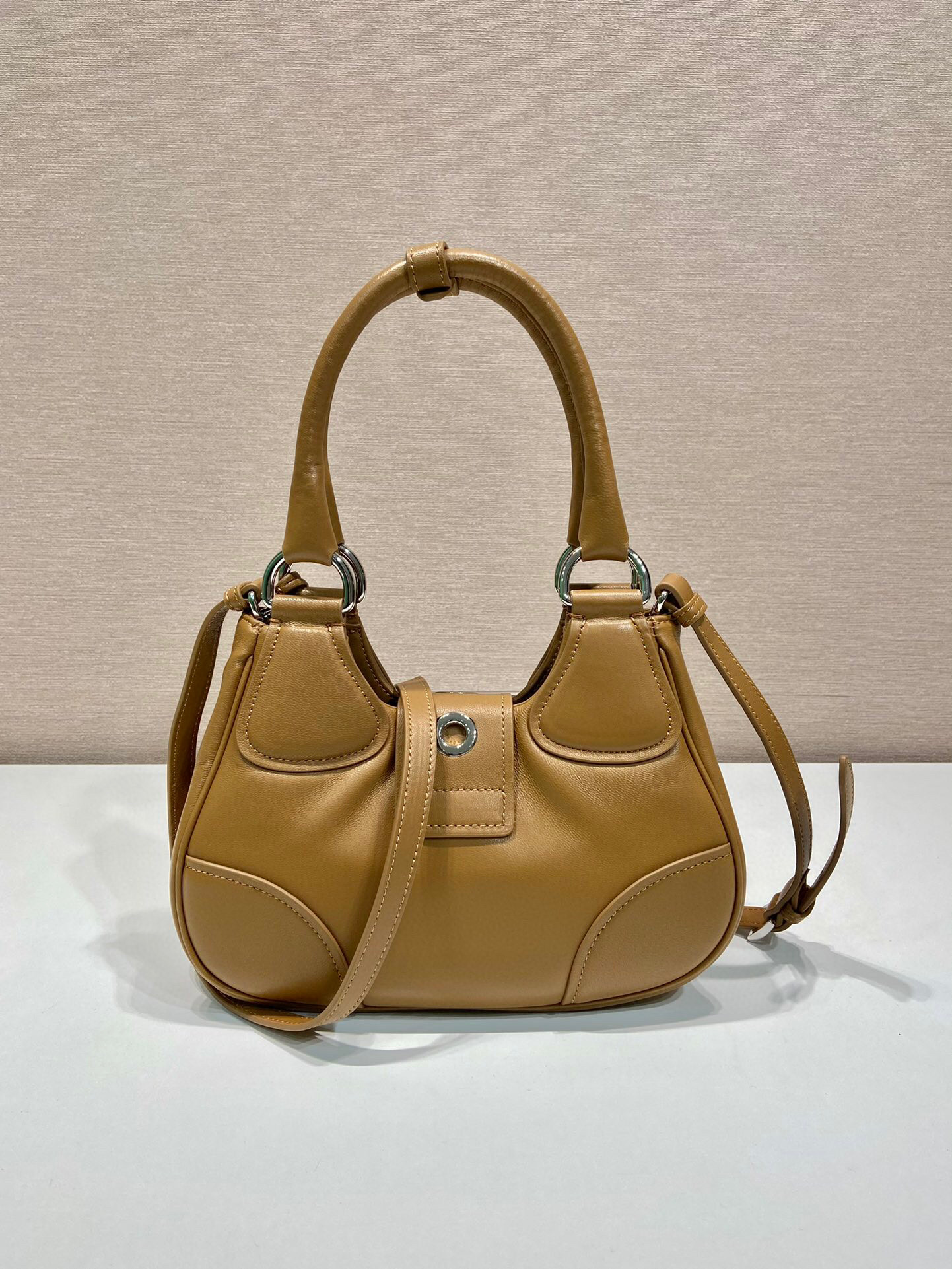 Prada Moon Padded Nappa Bag In White/Yellow/Brown For Women 8.8in / 22.5cm 1BA381_2DYI_F0009_V_OOM