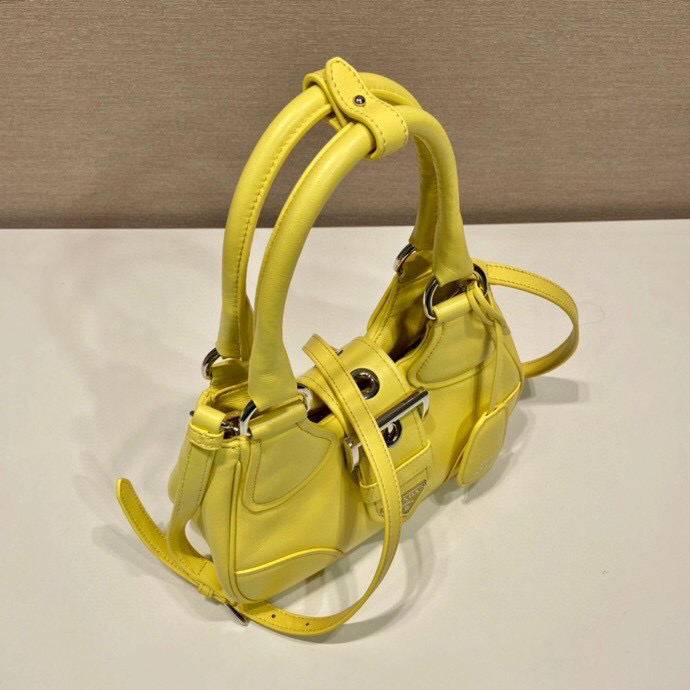 Prada Moon Padded Nappa Bag In White/Yellow/Brown For Women 8.8in / 22.5cm 1BA381_2DYI_F0009_V_OOM