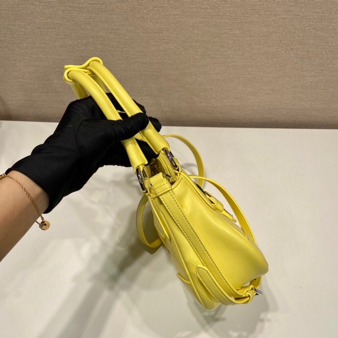 Prada Moon Padded Nappa Bag In White/Yellow/Brown For Women 8.8in / 22.5cm 1BA381_2DYI_F0009_V_OOM