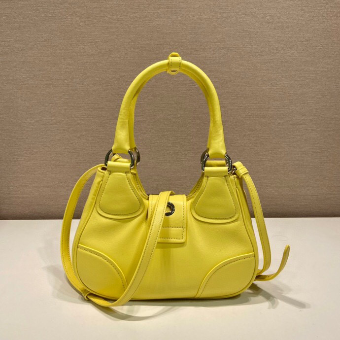 Prada Moon Padded Nappa Bag In White/Yellow/Brown For Women 8.8in / 22.5cm 1BA381_2DYI_F0009_V_OOM