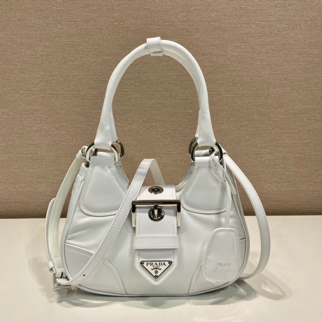 Prada Moon Padded Nappa Bag In White/Yellow/Brown For Women 8.8in / 22.5cm 1BA381_2DYI_F0009_V_OOM