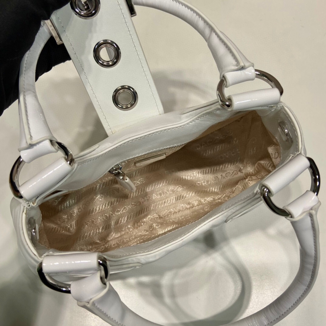 Prada Moon Padded Nappa Bag In White/Yellow/Brown For Women 8.8in / 22.5cm 1BA381_2DYI_F0009_V_OOM