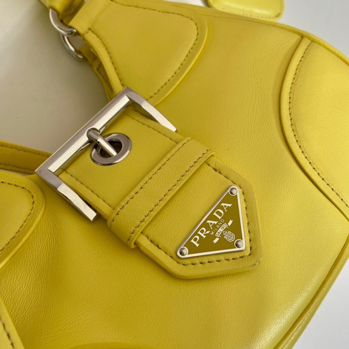 Prada Moon Padded Nappa Bag In White/Yellow/Brown For Women 8.8in / 22.5cm 1BA381_2DYI_F0009_V_OOM