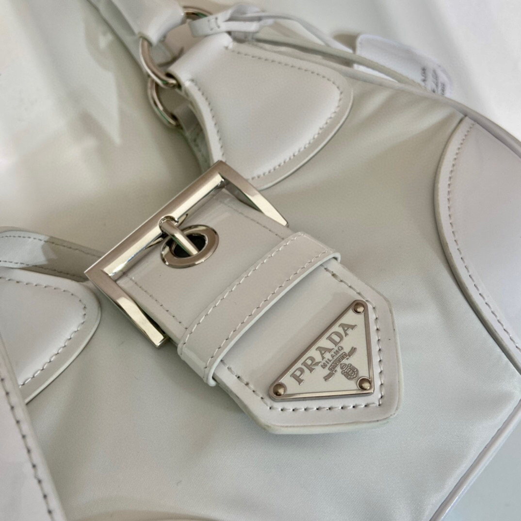Prada Moon Padded Nappa Bag In White/Yellow/Brown For Women 8.8in / 22.5cm 1BA381_2DYI_F0009_V_OOM