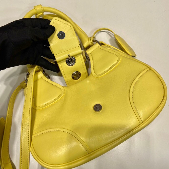 Prada Moon Padded Nappa Bag In White/Yellow/Brown For Women 8.8in / 22.5cm 1BA381_2DYI_F0009_V_OOM