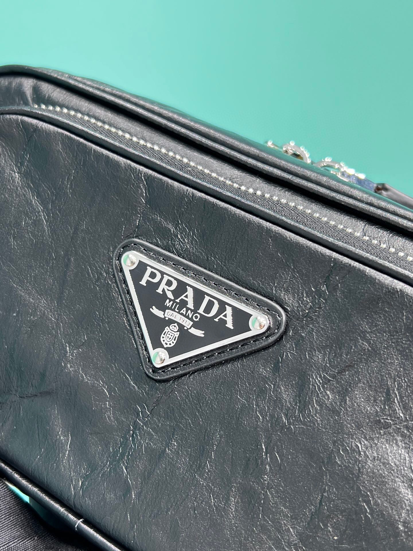 Prada Nappa Antique Multi-Pocket Shoulder Bag In Grey/Black/Pink For Women 8.6 in/ 22cm 1BH198_UVL_F0480_V_4OO