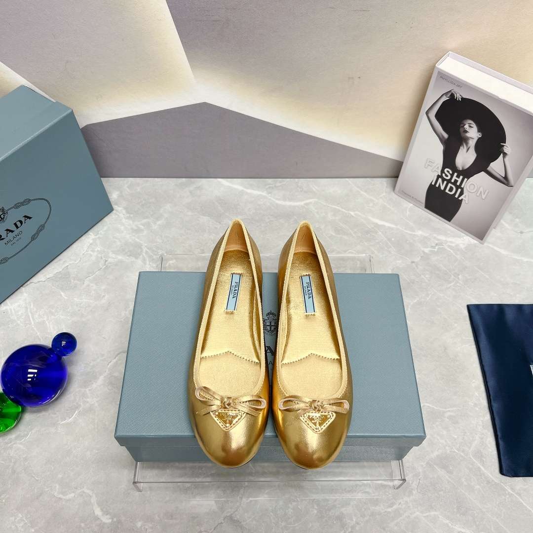 Prada Nappa Ballerinas Gold For Women 1F037N_038_F0522_F_005