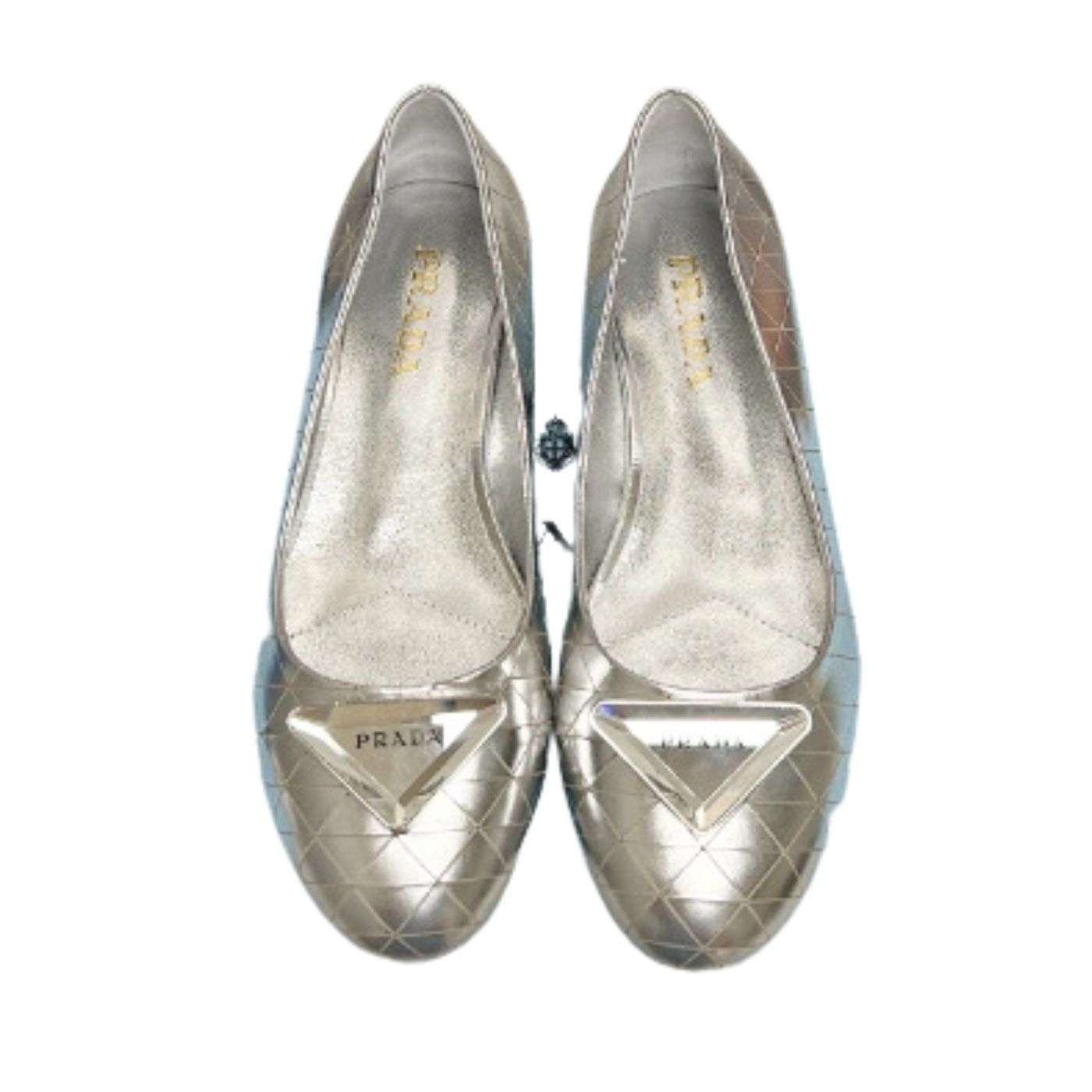 Prada Nappa Ballerinas Silver For Women – ougold