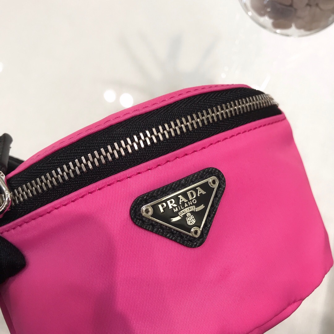 Prada Nylon Wristlet Clutch Bag Black/Pink/Red For Women 5.1 in/ 13 cm 2TT095_D02_F0002