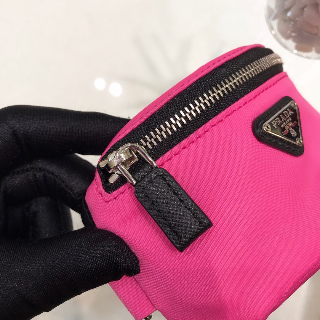 Prada Nylon Wristlet Clutch Bag Black/Pink/Red For Women 5.1 in/ 13 cm 2TT095_D02_F0002