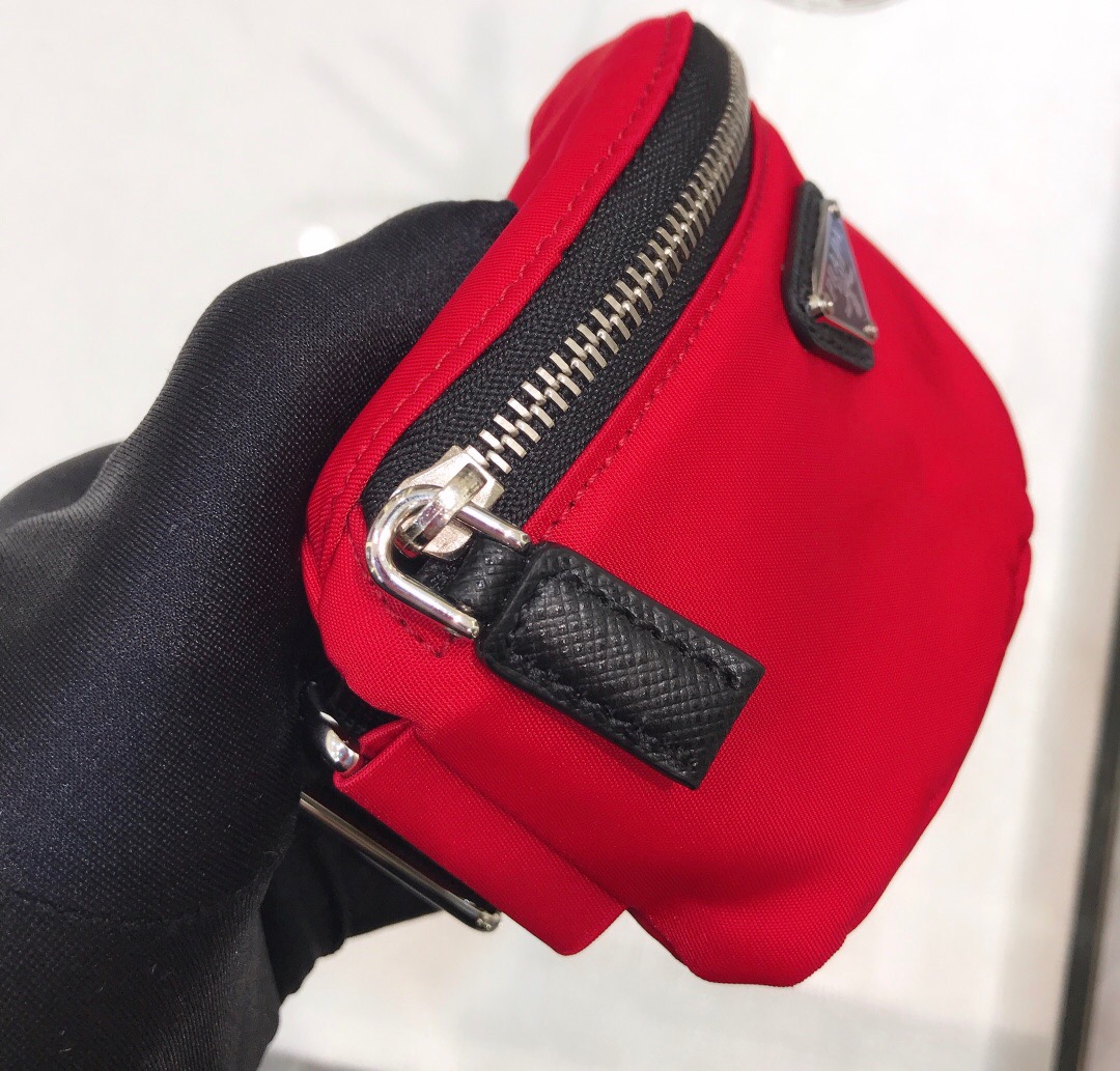 Prada Nylon Wristlet Clutch Bag Black/Pink/Red For Women 5.1 in/ 13 cm 2TT095_D02_F0002