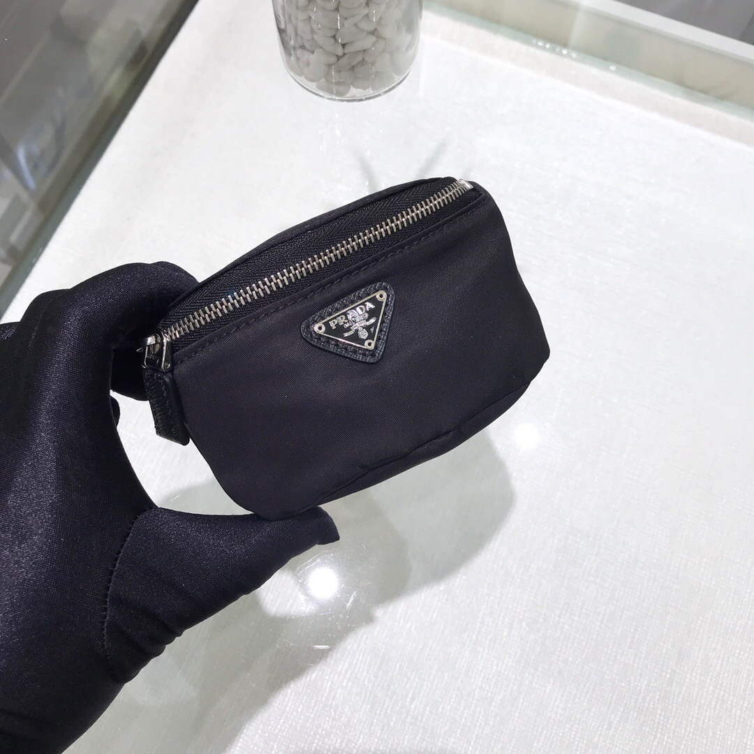 Prada Nylon Wristlet Clutch Bag Black/Pink/Red For Women 5.1 in/ 13 cm 2TT095_D02_F0002
