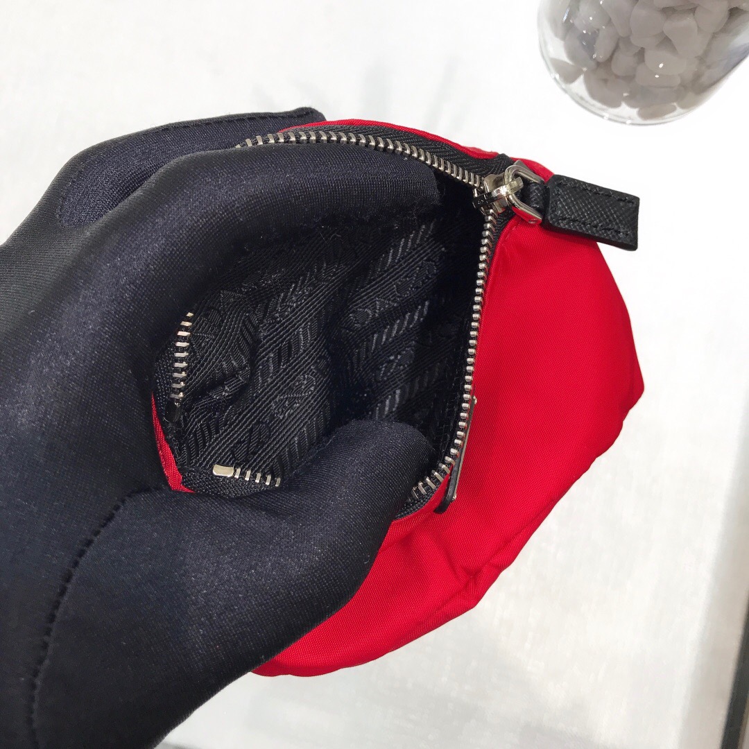 Prada Nylon Wristlet Clutch Bag Black/Pink/Red For Women 5.1 in/ 13 cm 2TT095_D02_F0002