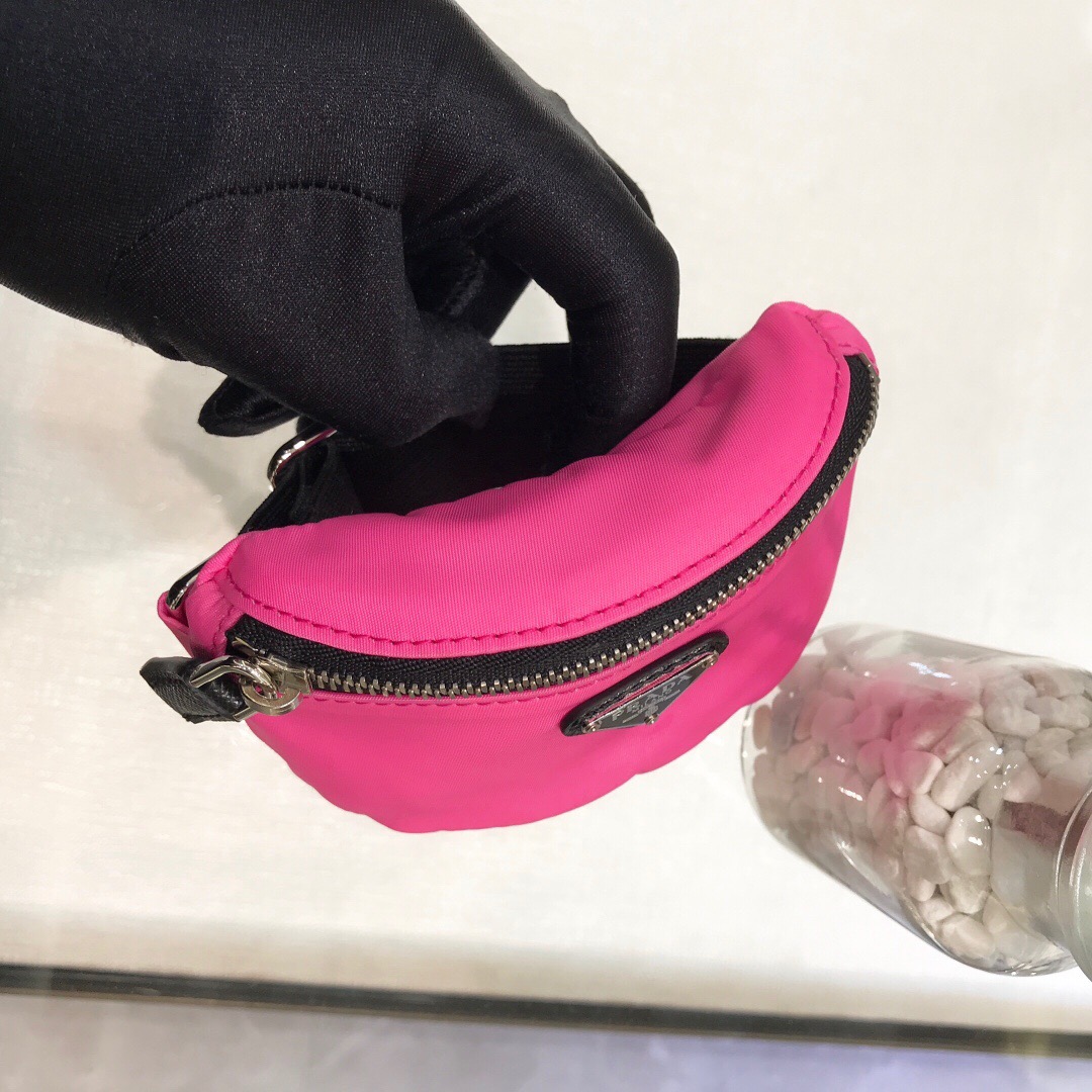 Prada Nylon Wristlet Clutch Bag Black/Pink/Red For Women 5.1 in/ 13 cm 2TT095_D02_F0002