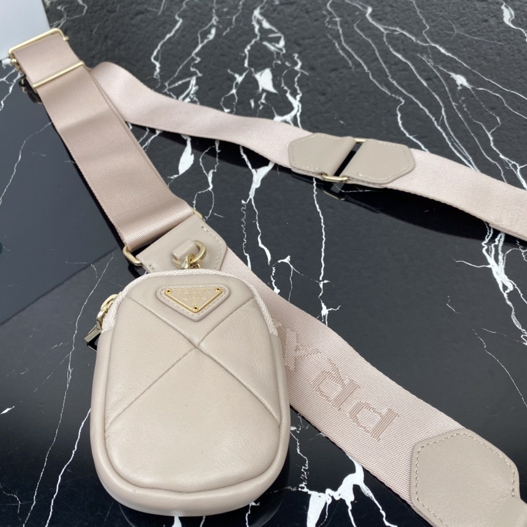 Prada Padded Hobo Bag Beige/Green For Women 9.5 in / 24 cm 1BC151_RDJN_F0F24_V_O1O