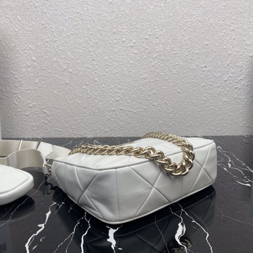 Prada Padded Hobo Bag Black/White For Women 9.5 in / 24 cm 1BC151_RDJN_F0002_V_B9O