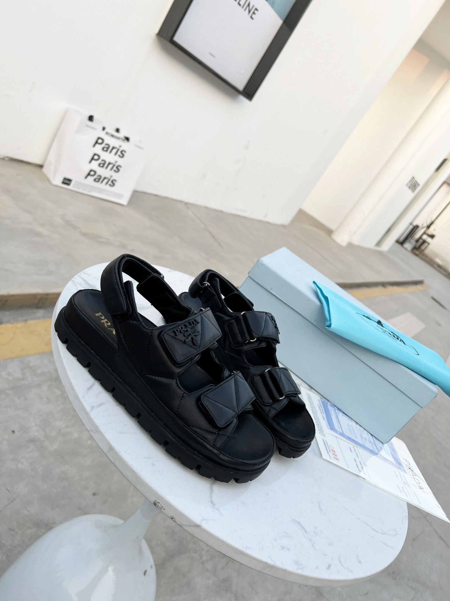 Prada Padded Nappa Sandals Black For Women 0.8in/20mm PRD 1X721M_038_F0002_F_020