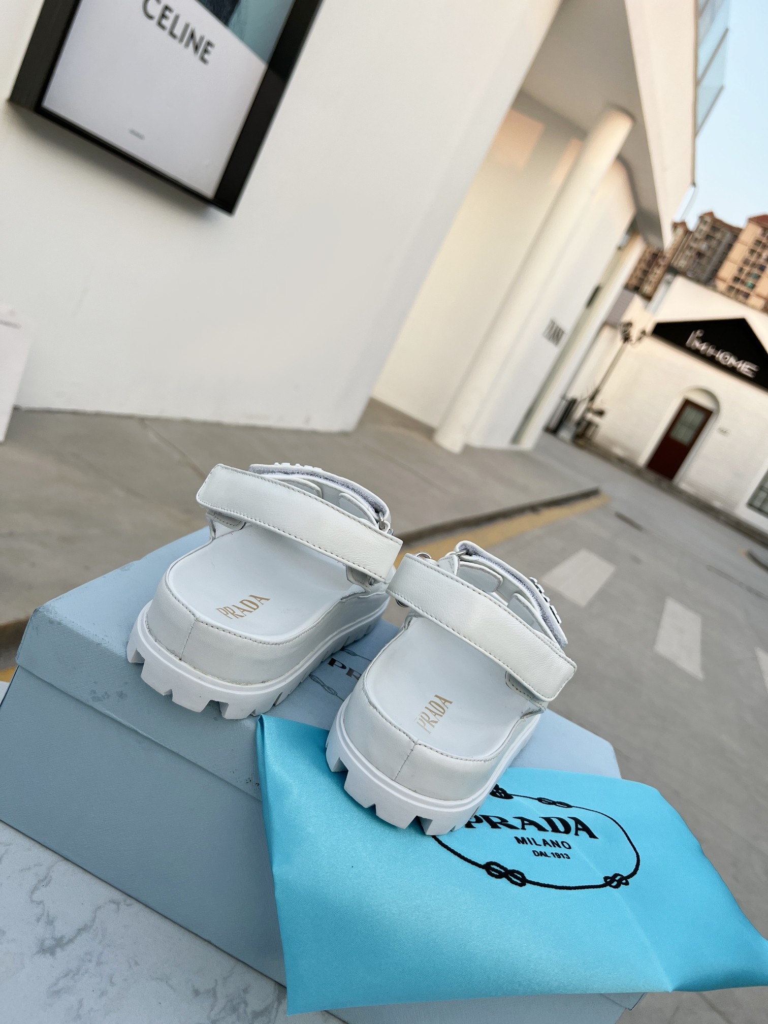 Prada Padded Nappa Sandals White For Women 0.8in/20mm PRD 1X721M_038_F0009_F_020