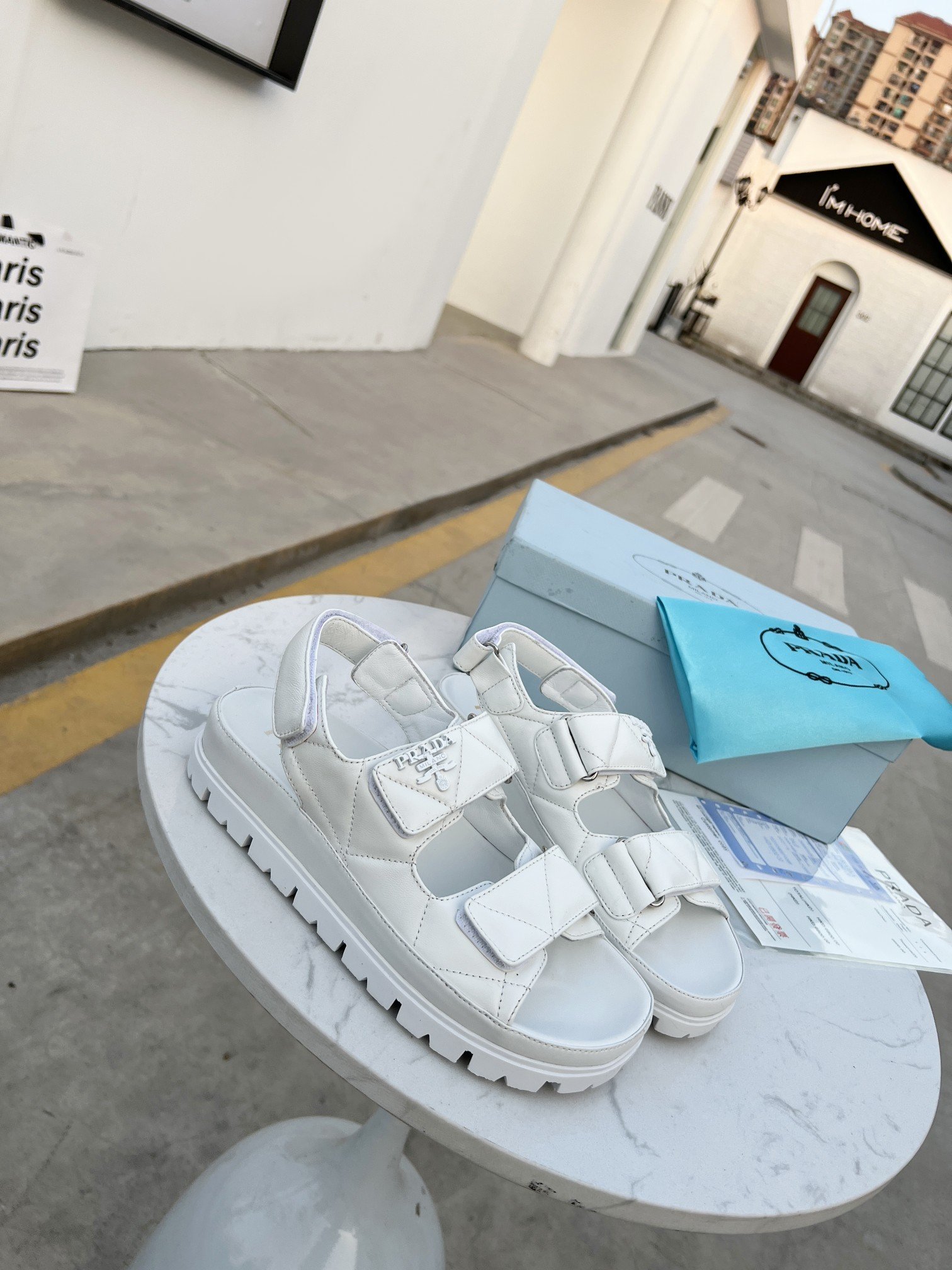 Prada Padded Nappa Sandals White For Women 0.8in/20mm PRD 1X721M_038_F0009_F_020