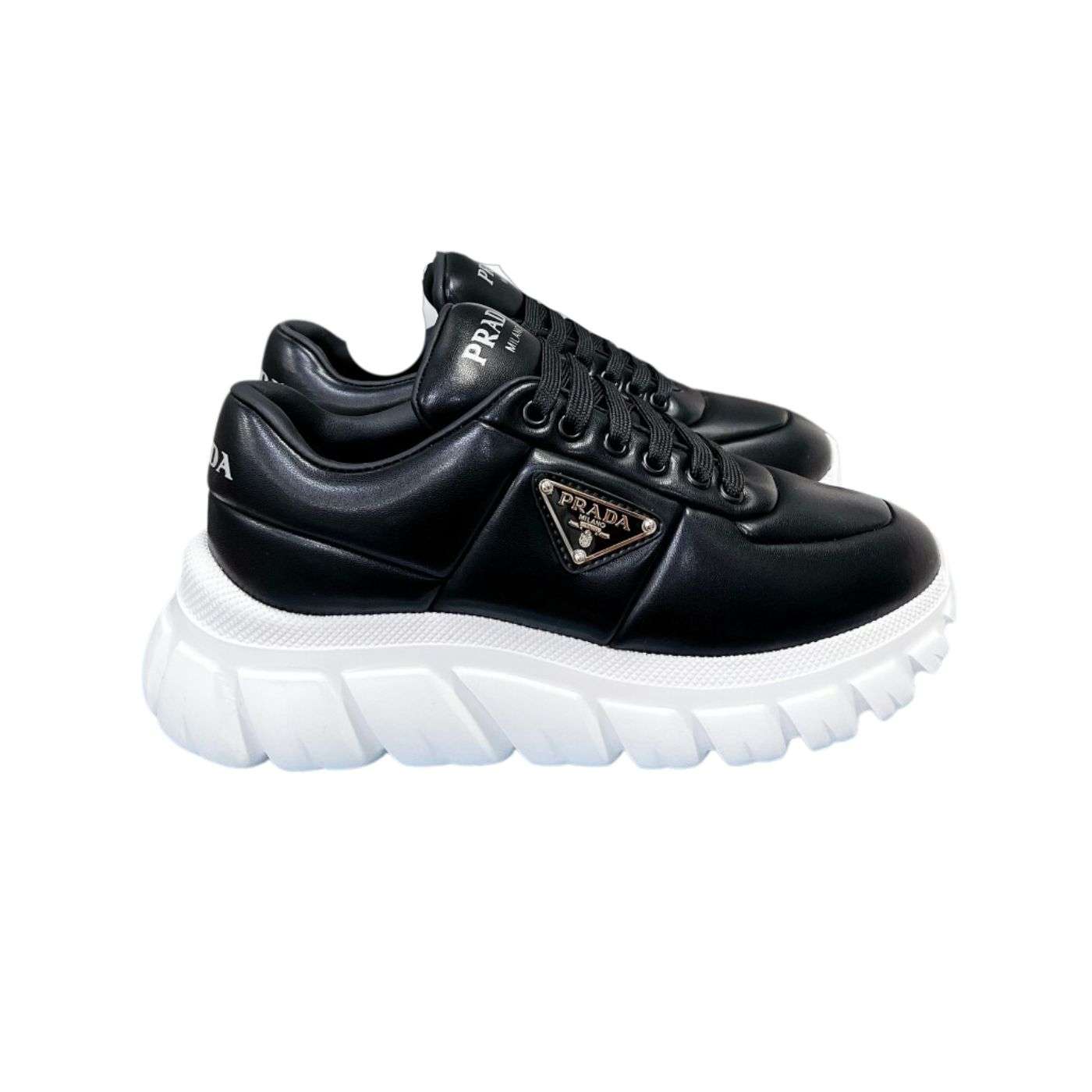 Prada Padded Nappa Sneakers Black  For Women