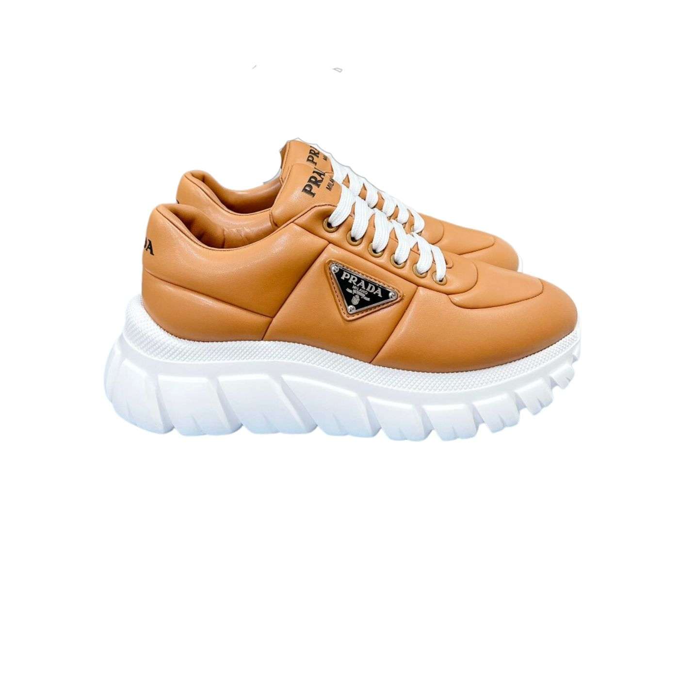 Prada Padded Nappa Sneakers Brown For Women