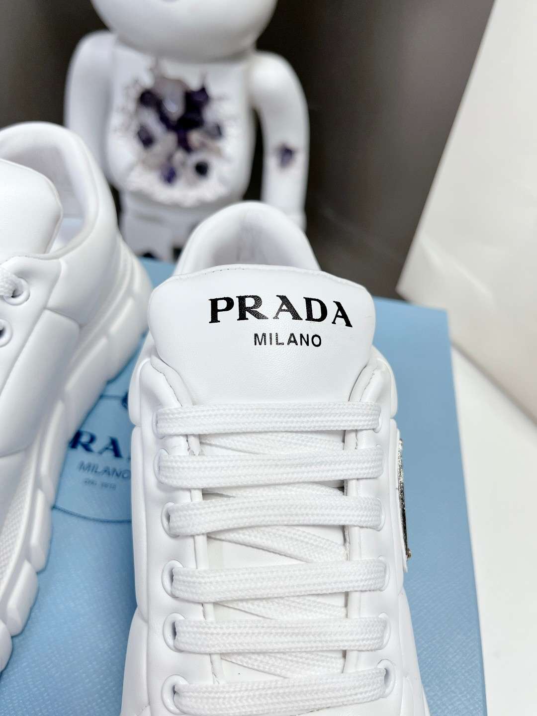 Prada Padded Nappa Sneakers White For Women