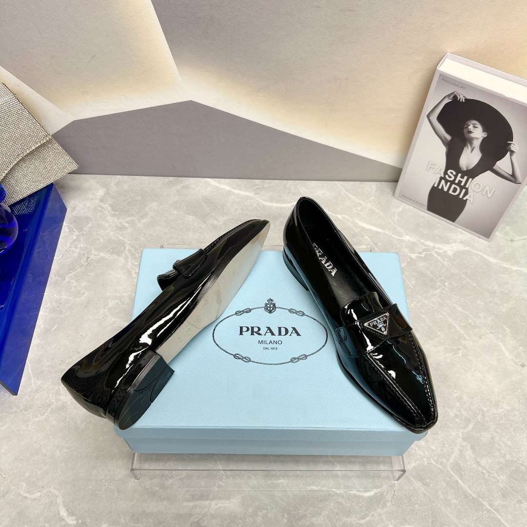 Prada Patent Loafers Black For Women