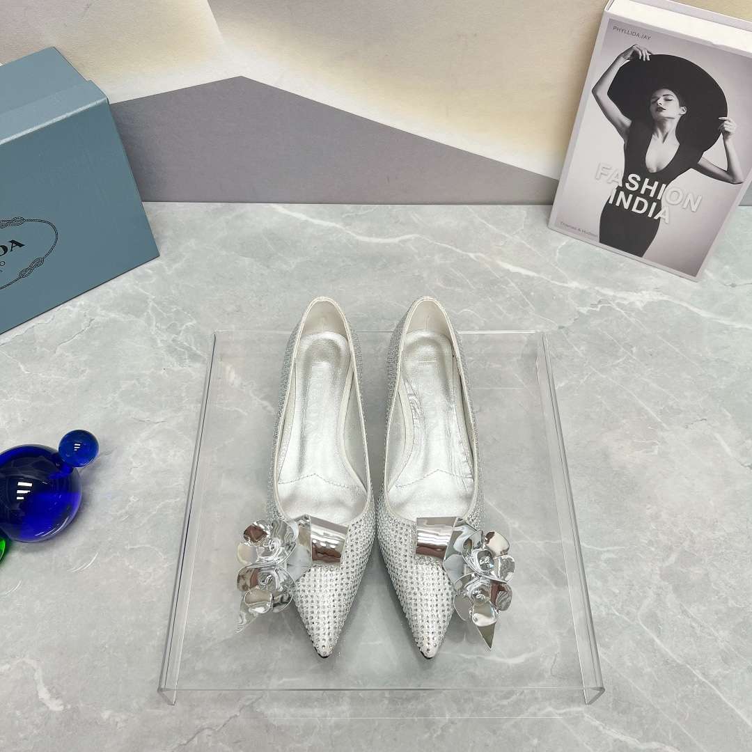 Prada Patent Pumps With Crystals Silver For Women