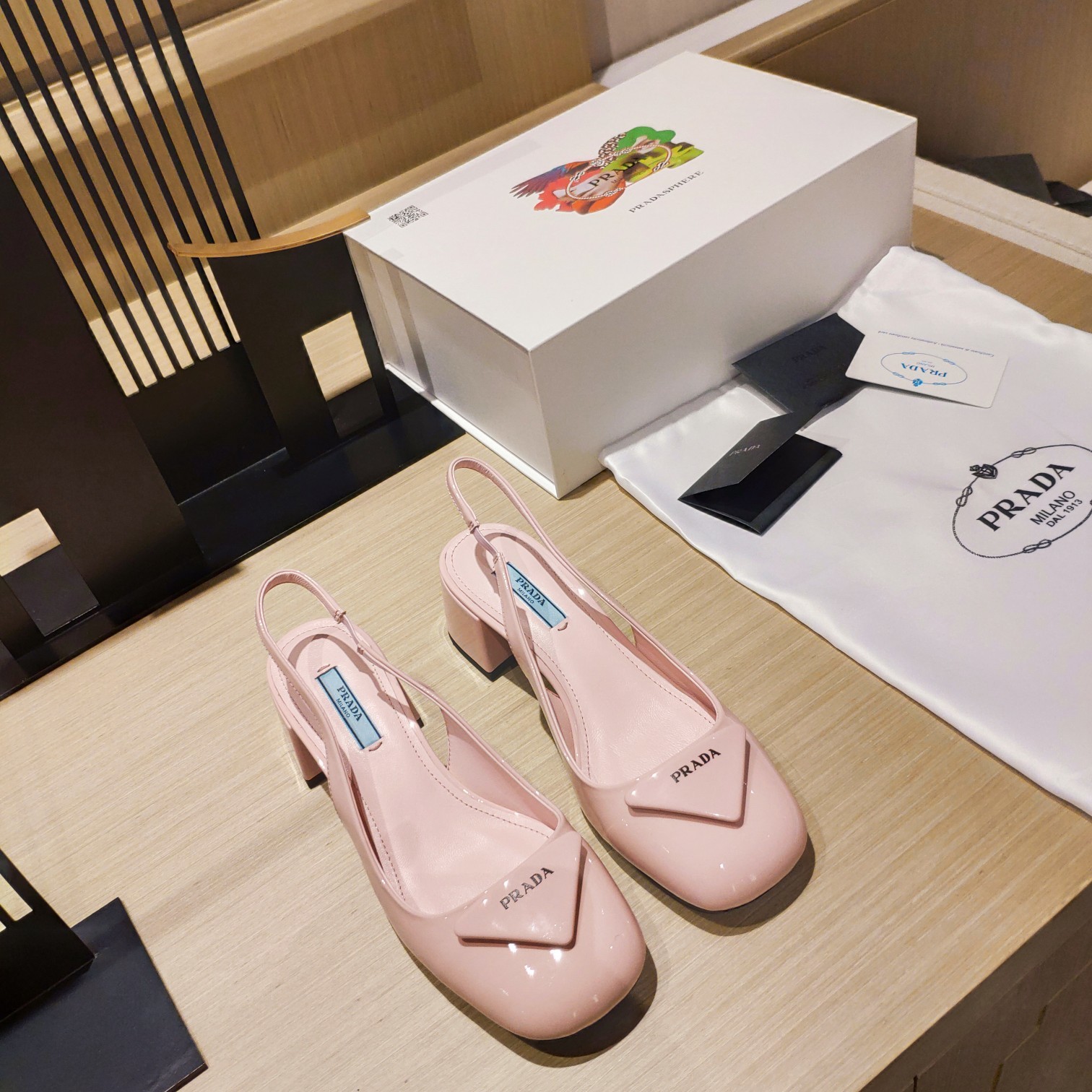 Prada Patent Sling-Back Pumps Pink For Women 1.8in/45mm PRD