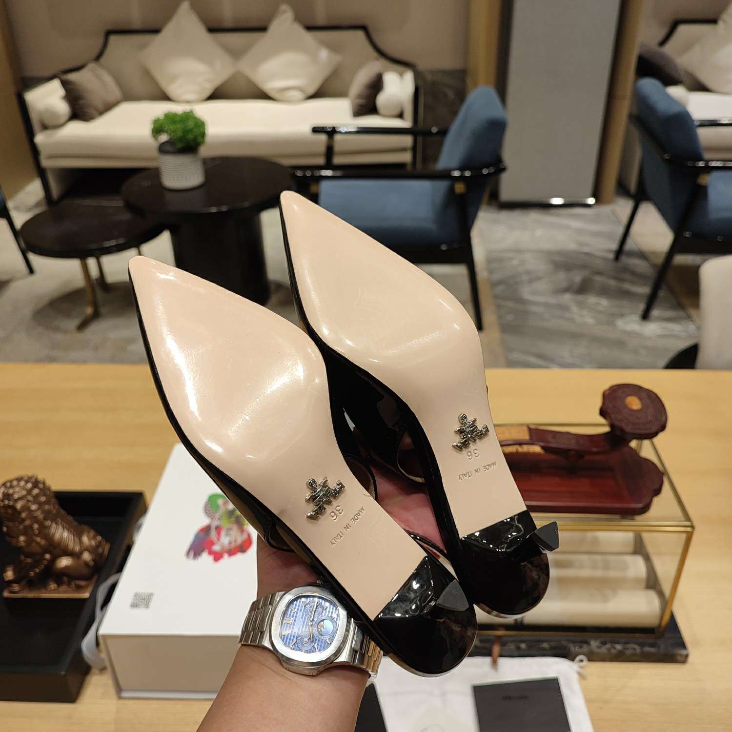 Prada Patent Slingbacks Pumps Black For Women