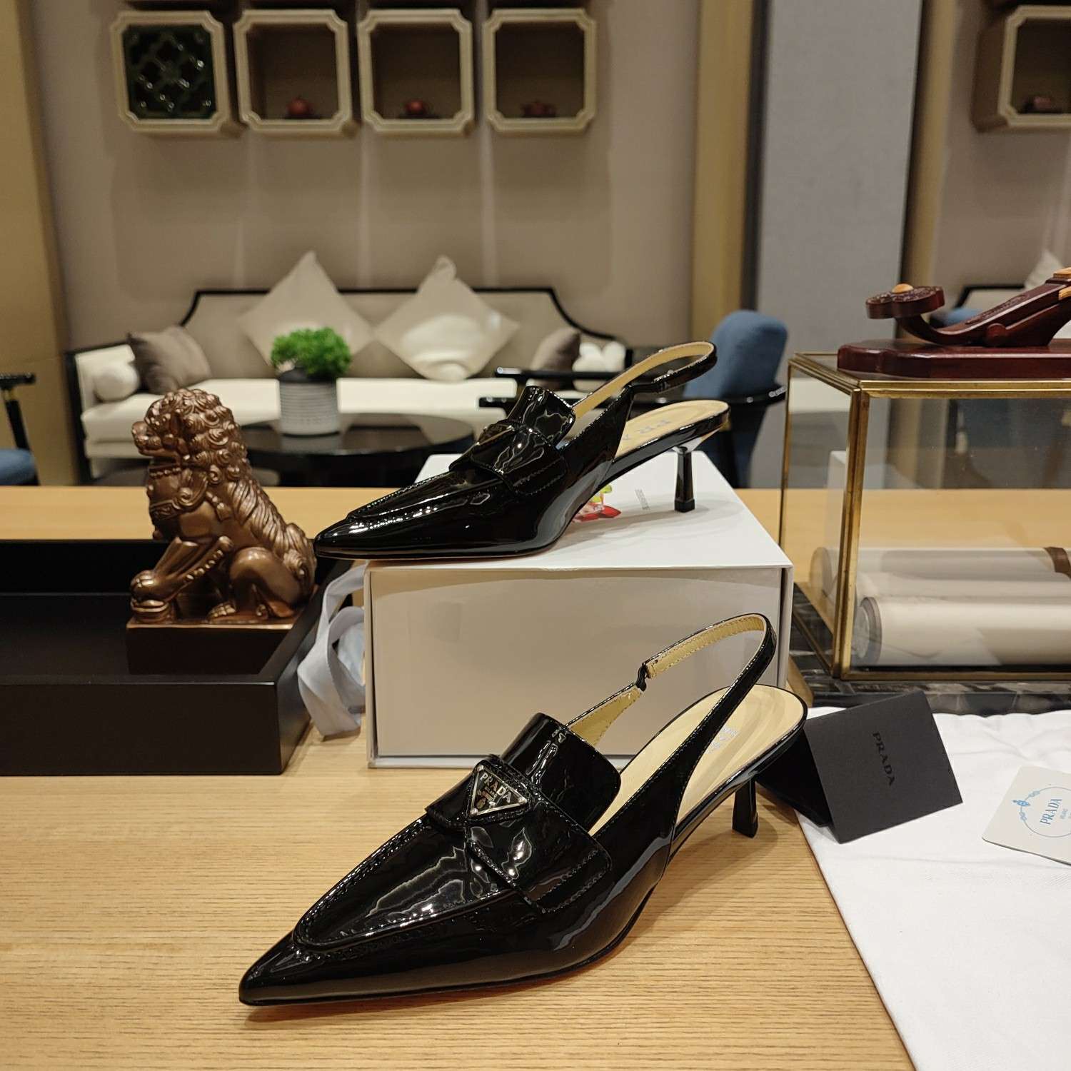Prada Patent Slingbacks Pumps Black For Women