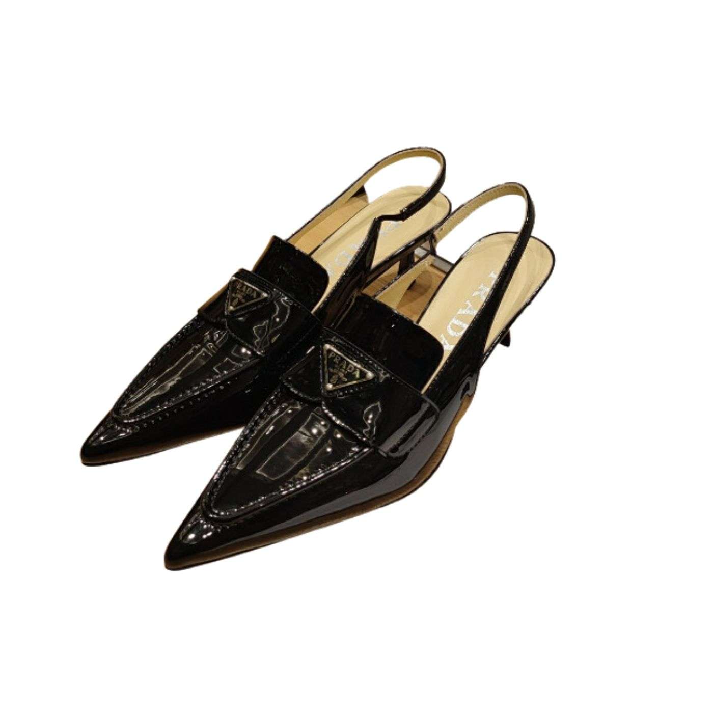 Prada Patent Slingbacks Pumps Black For Women
