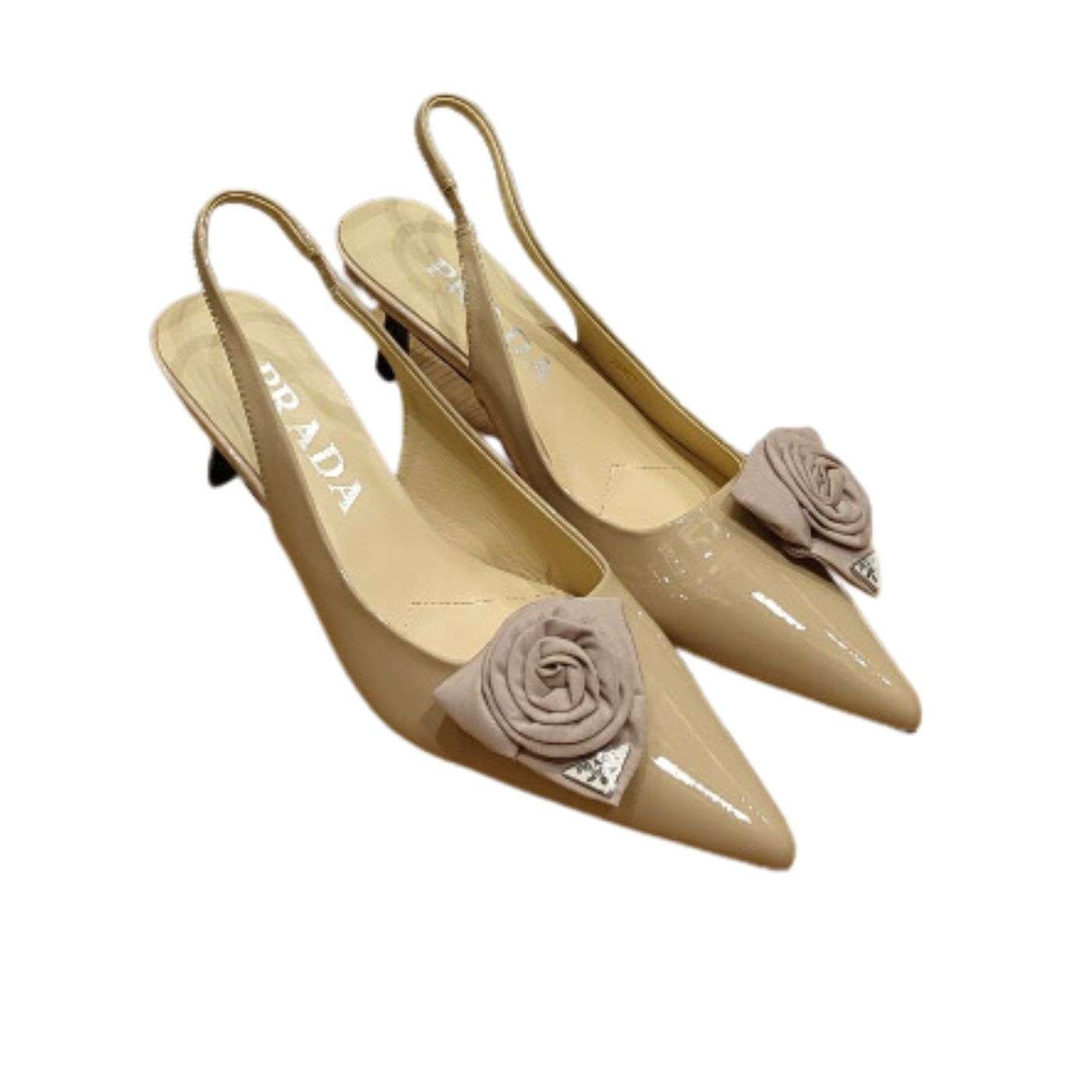 Prada Patent Slingbacks Pumps Brown For Women
