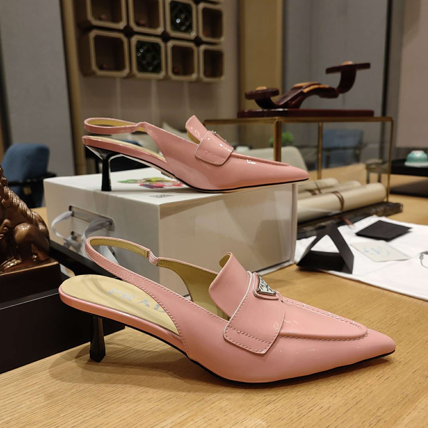 Prada Patent Slingbacks Pumps Pink For Women
