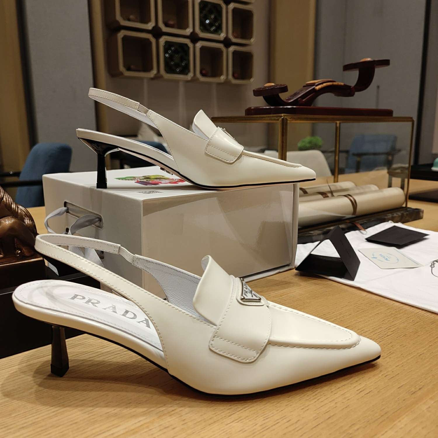 Prada Patent Slingbacks Pumps White For Women