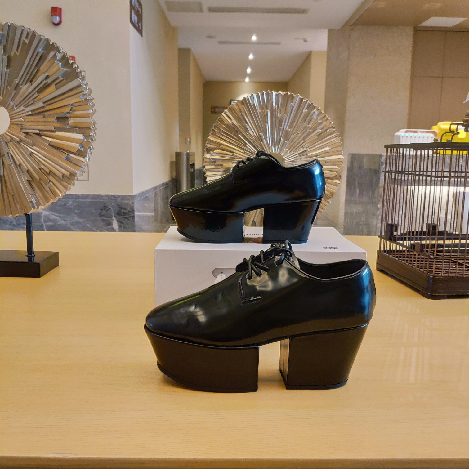 Prada Platform Lace-Ups Shoes Black For Women 2.75in/70mm PRD
