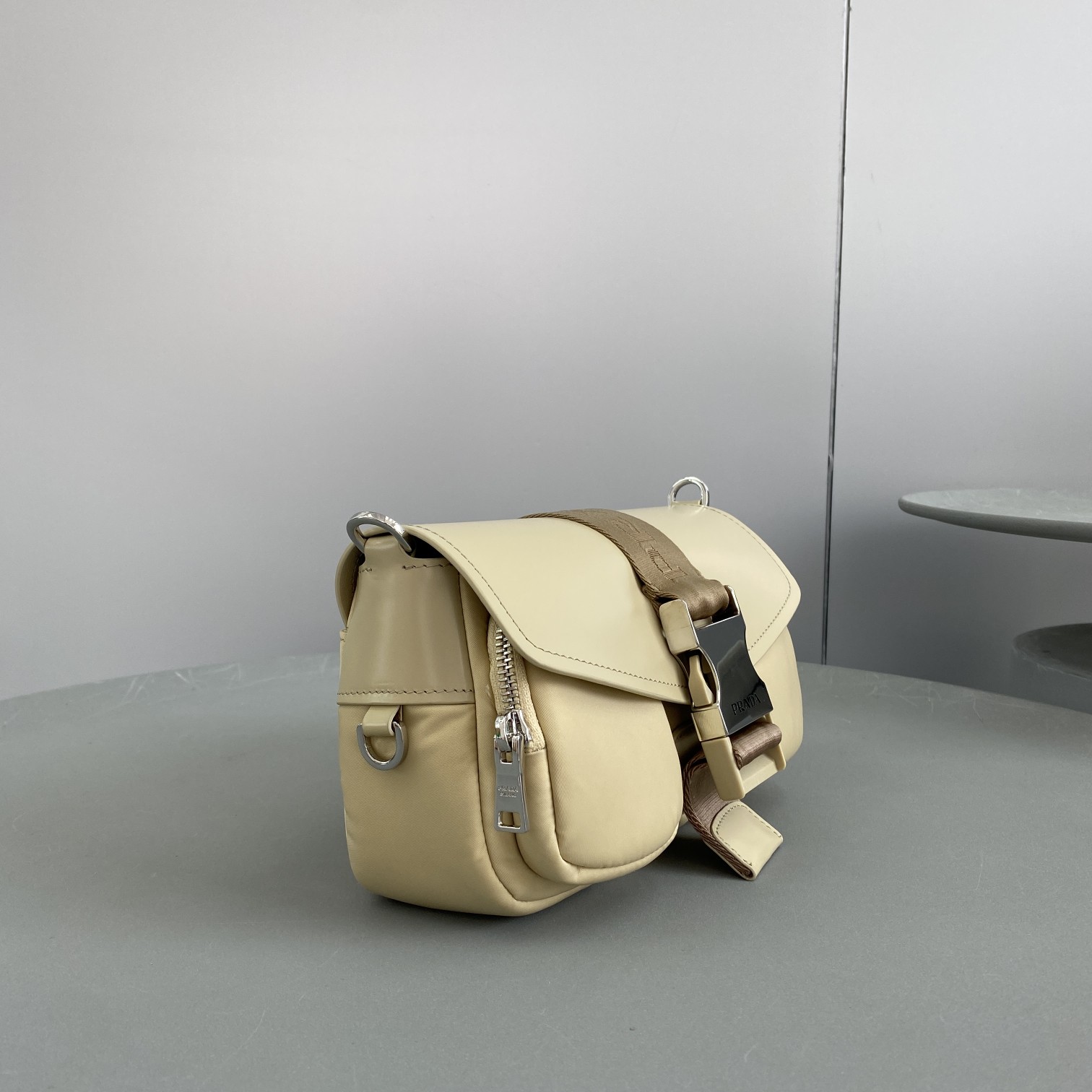 Prada Pocket Nylon And Brushed Bag Beige For Women, Women’s Bags 9in/23cm 1BD295_789_F0F24_V_BFO