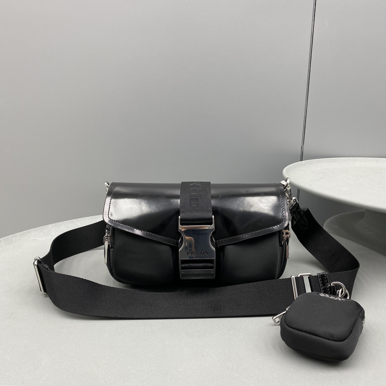 Prada Pocket Nylon And Brushed Bag Black For Women, Women’s Bags 9in/23cm 1BD295_789_F0002_V_BFO