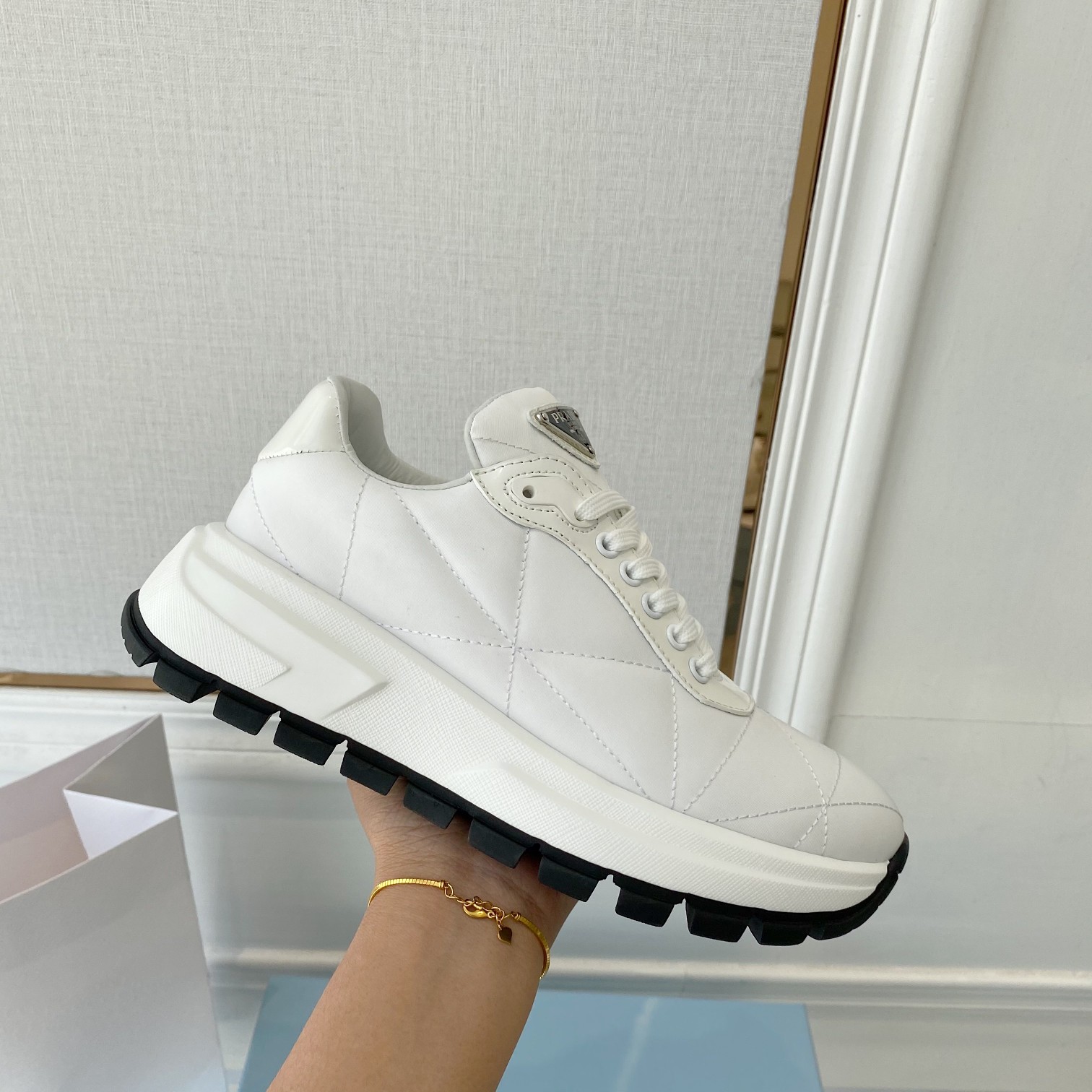 Prada Prax 01 Nylon Sneakers White For Women PRD P00618382