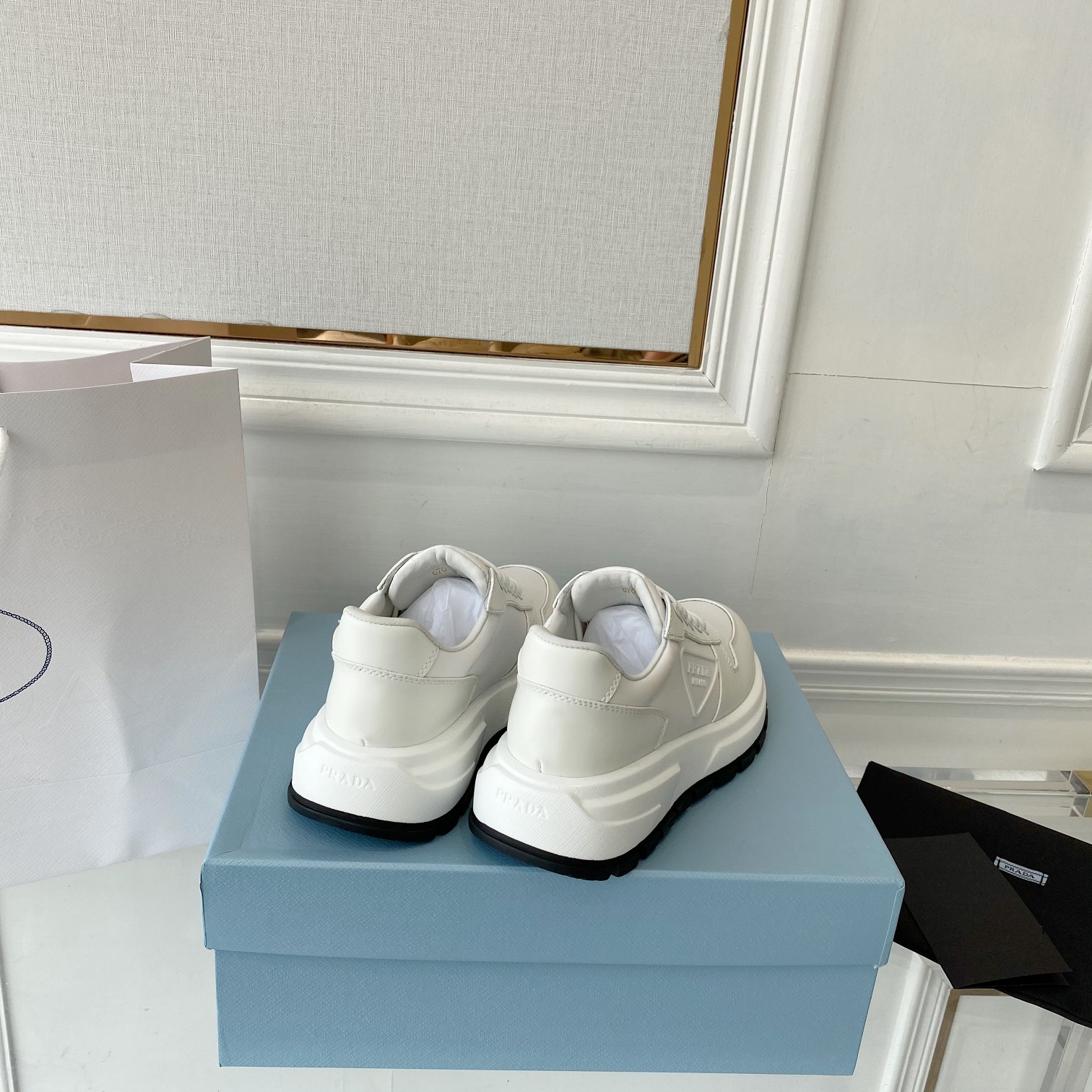 Prada Prax 01 Re-Nylon And Brushed Sneakers White For Women 1.8in/45mm PRD 2EE369_3LF5_F0009_F_G000