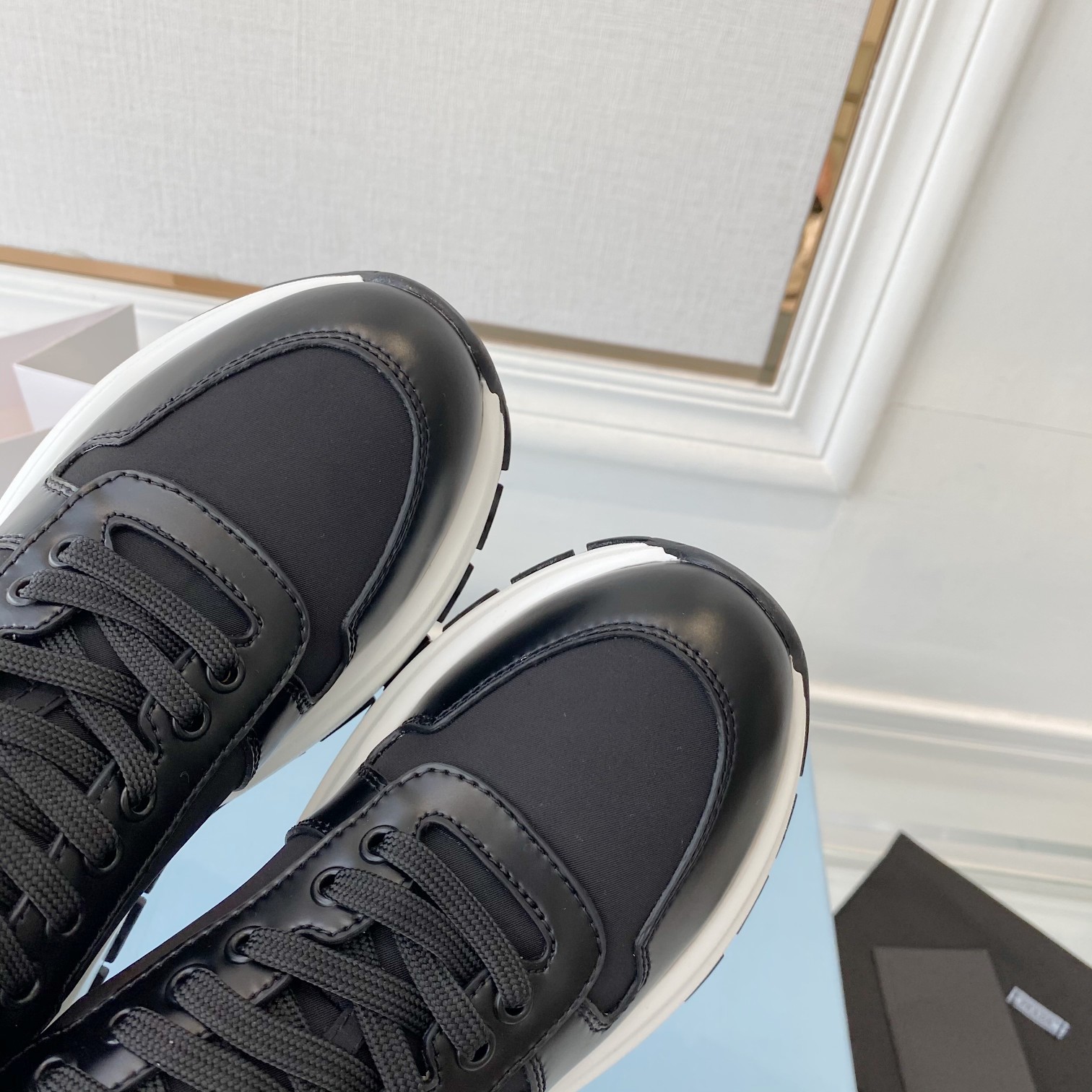 Prada Prax 01 Re-Nylon Gabardine Sneakers Black For Women 1.8in/45mm PRD 1E499M_1YFL_F0002_F_045