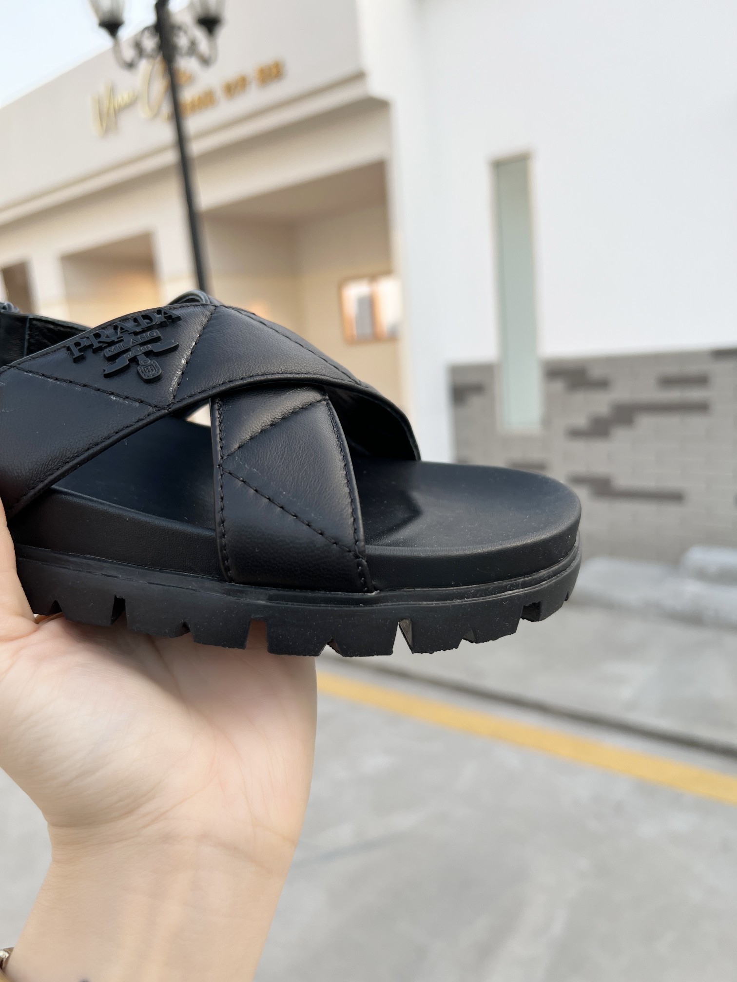 Prada Quilted Nappa Flatform Sandals Black For Women 1.4in/35mm PRD 1XZ749_038_F0002_F_035