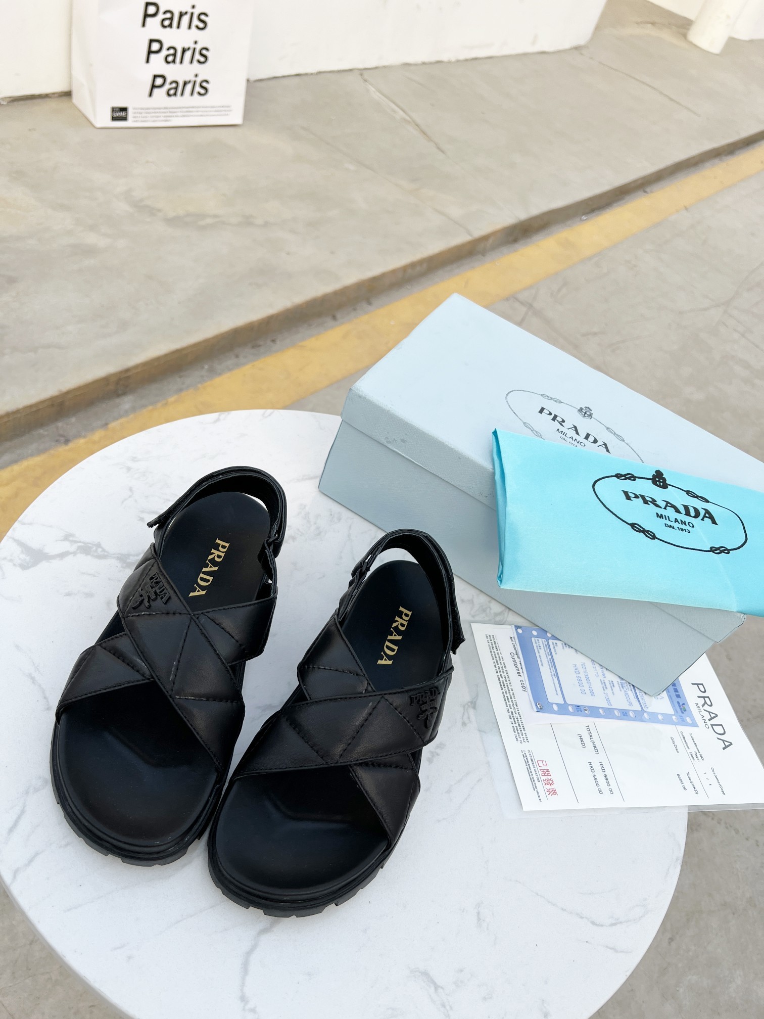 Prada Quilted Nappa Flatform Sandals Black For Women 1.4in/35mm PRD 1XZ749_038_F0002_F_035