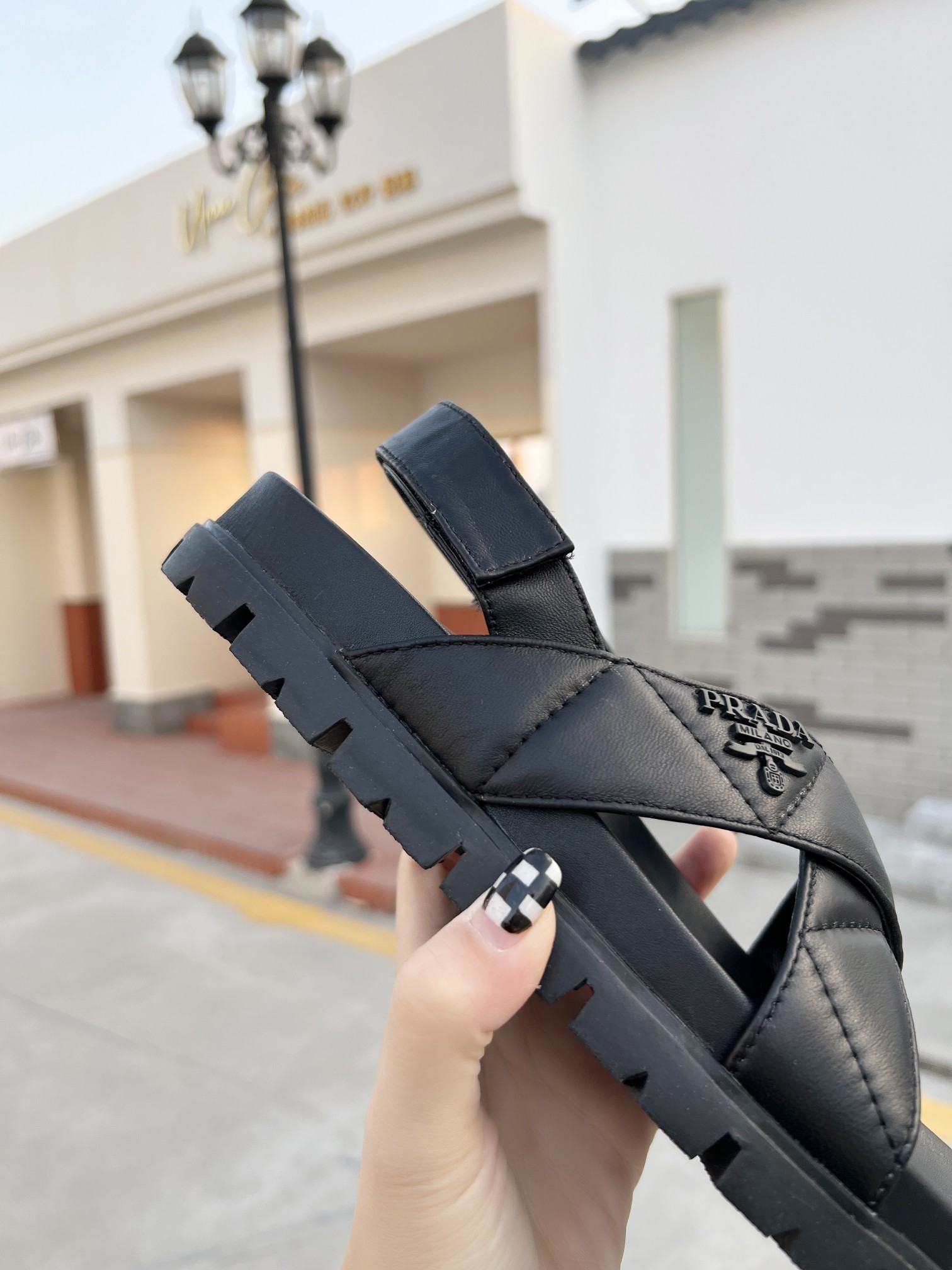 Prada Quilted Nappa Flatform Sandals Black For Women 1.4in/35mm PRD 1XZ749_038_F0002_F_035
