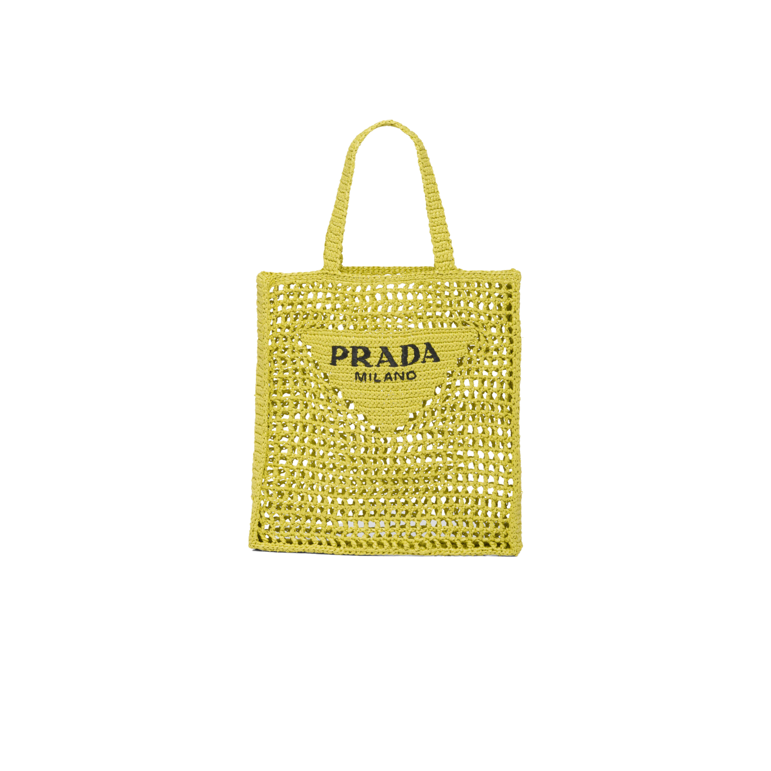 Prada Raffia Tote Bag Citron yellow For Women 1BG393_2A2T_F0322_V_OOO 14.9in/38cm