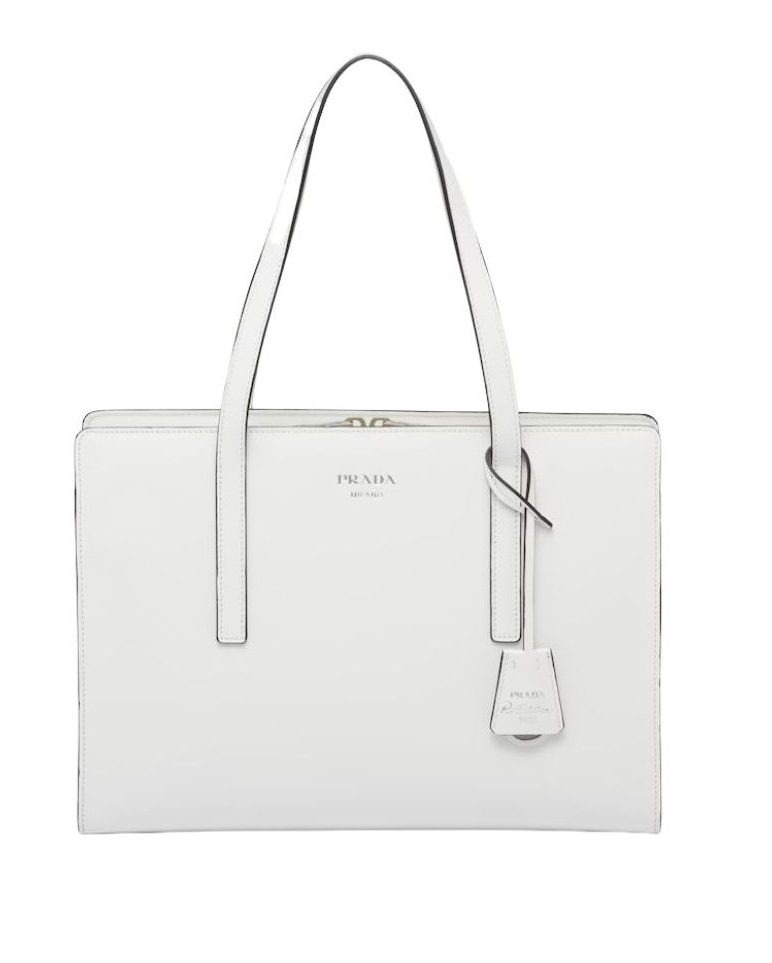 Prada Re-Edition 1995 Brushed Medium Handbag White/Black/Red For Women 11.8 in / 30 cm 1BA350_ZO6_F0PG7_V_OOO