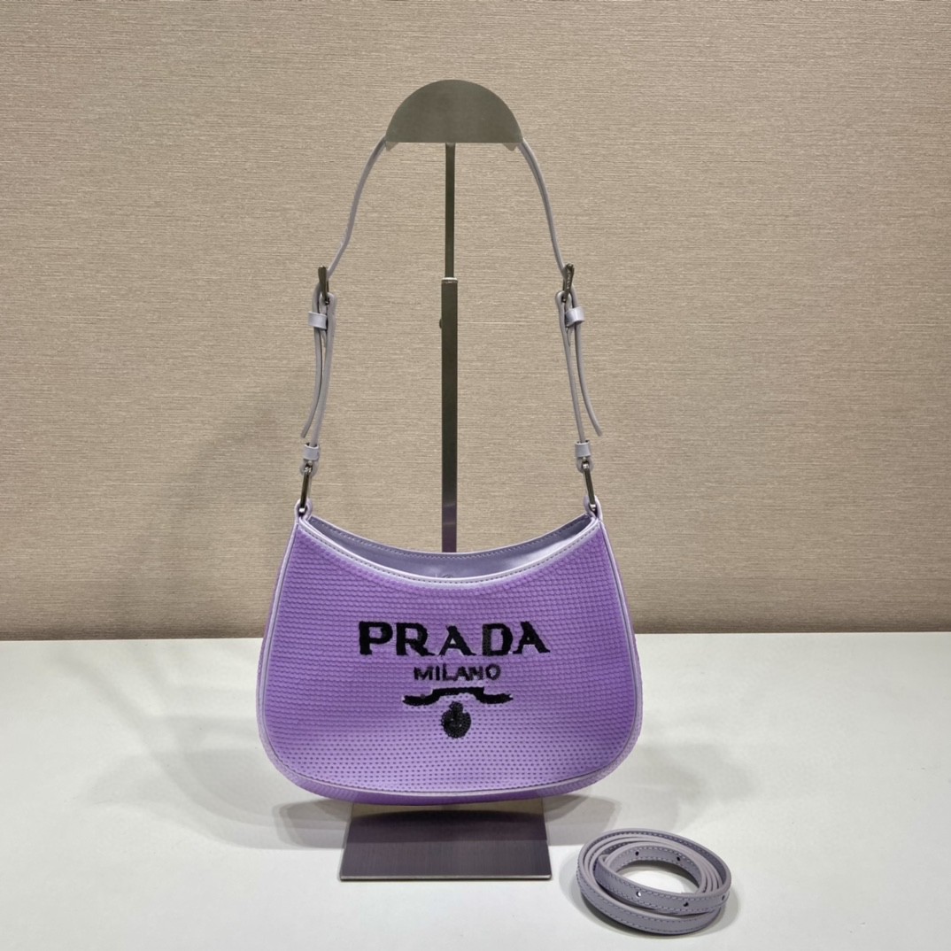 Prada Re-Edition 2000 Sequined Re-Nylon Mini-Bag Blue For Women, Women’s Bags 8.6in/22cm 